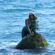 Mermaid sculpture in Mishor beach